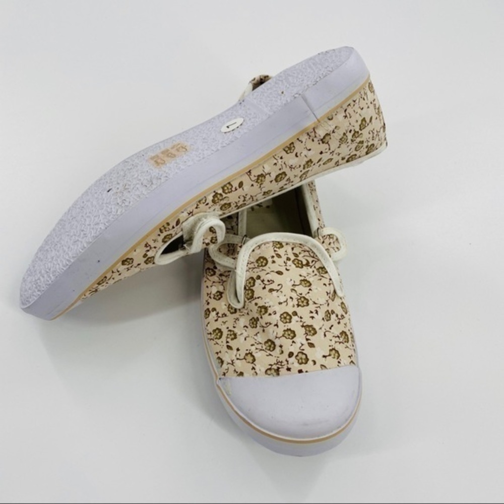 Beige Floral Print Canvas Velcro Sneakers - Picture 5 of 5